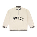 CREAM QUARTER ZIP VARSITY SWEATER