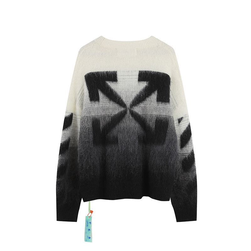 Off-White Black Arrow Gradient Crewneck Knit Sweater